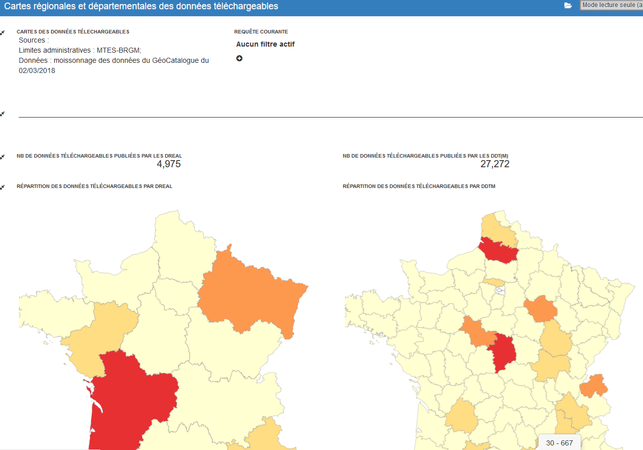 Dashboard : Cartographie des données téléchargeables
© BRGM
Cartographie des données téléchargeables